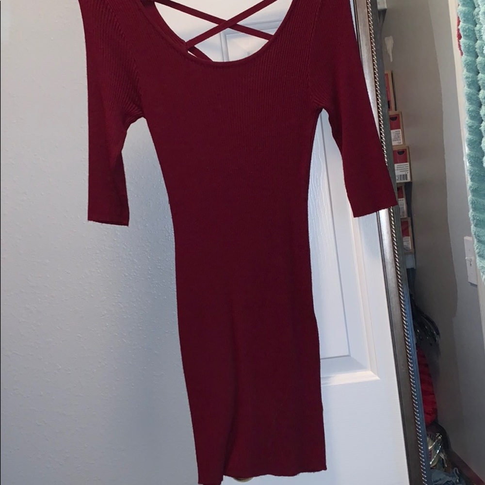 Mid length cross back sweater dress